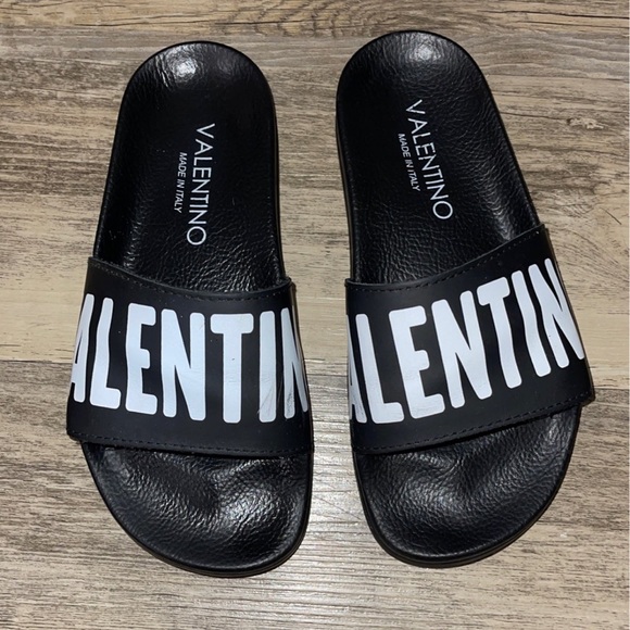 Mario Valentino Shoes - ❗️SALE❗️VALENTINO Black & White Logo Slides